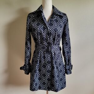 Banana Republic | Black & White Geometric Print Trench Coat
